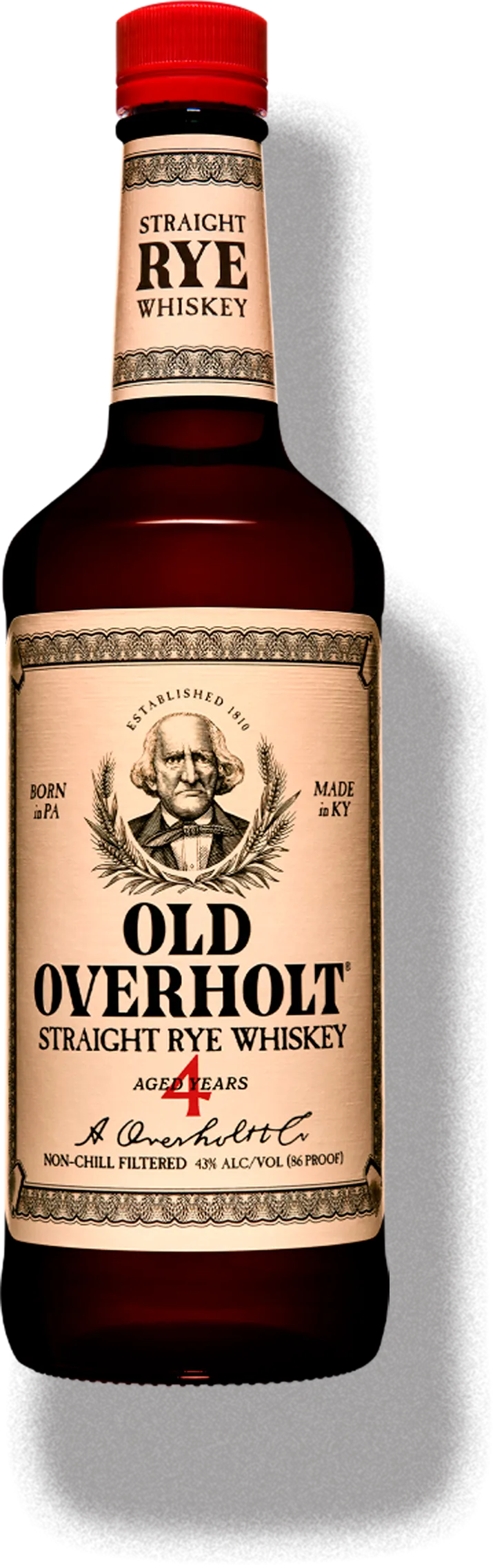 Old Overholt bottle 4 years, Overholt whiskey bottle, American whiskey